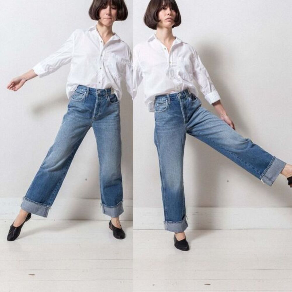 AMO Jeans size 30 Sonia Straight Leg Cuffed Taboo Wash Casual Minimalist Denim - Picture 2 of 12